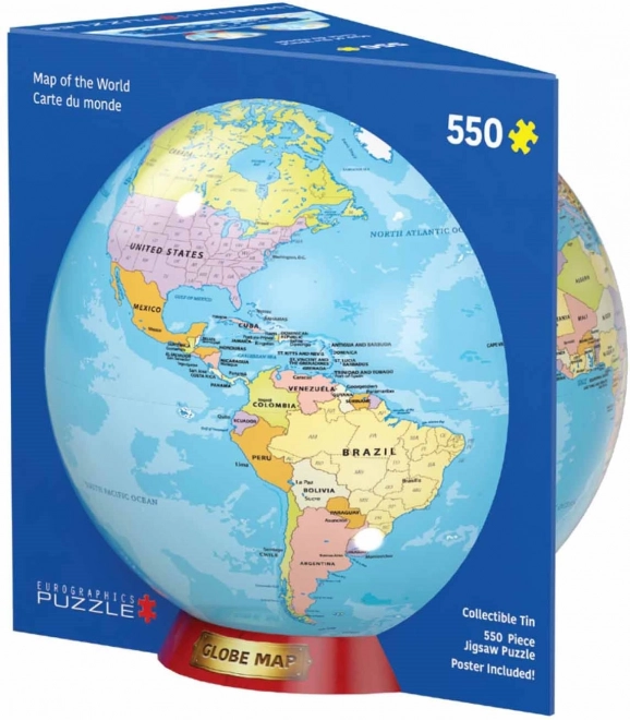 550 darabos Világtérkép puzzle fémdobozban