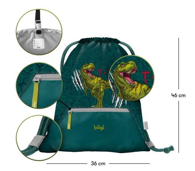 Baagl 5 darabos Airy T-Rex szett – hátizsák, tolltartó, táska, pénztárca, doboz