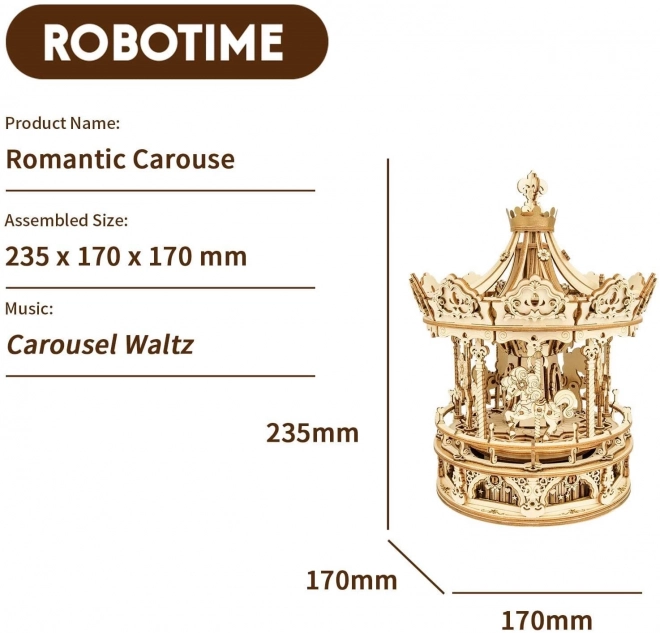 Robotime rokr romantikus körhinta 3D fa puzzle zenedoboz