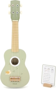 fa ukulele gyerekeknek kottatartóval és Happy Birthday kottával – zöld