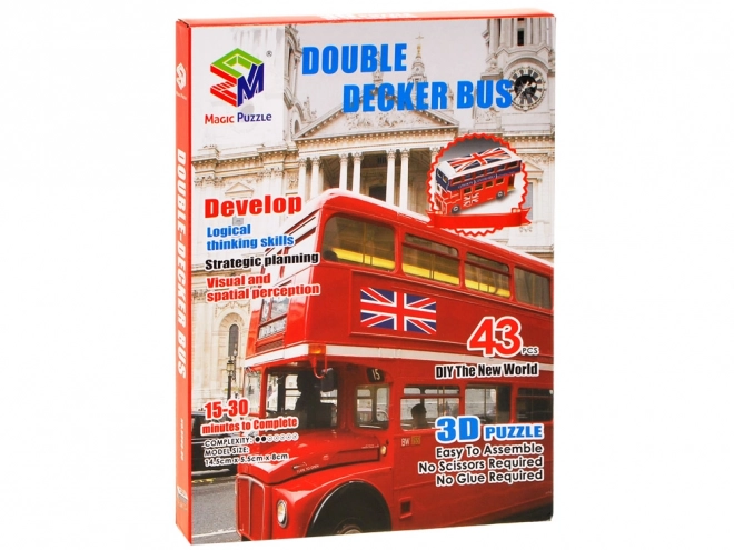 3D térbeli puzzle emeletes busz