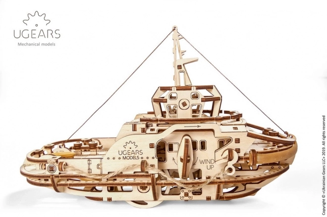 Ugears fa mechanikus puzzle vontatóhajó