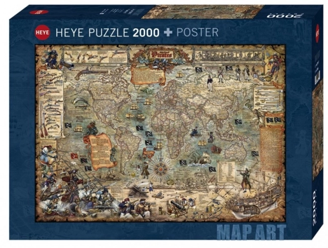 Heye puzzle térkép művészet: kalózok világa 2000 darabos