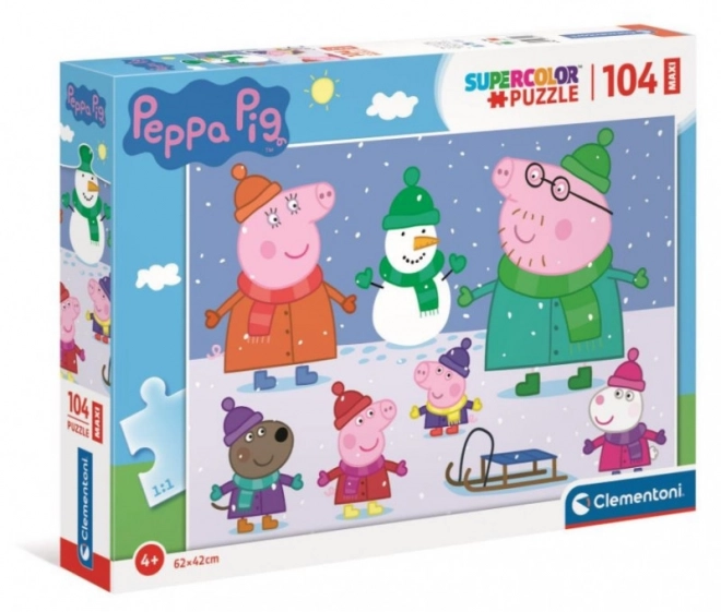 Peppa malac téli maxi puzzle 104 darab