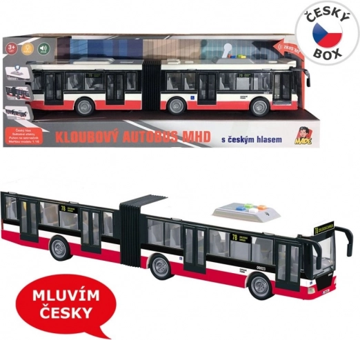 Lendkerekes csuklós busz 44 cm cseh bemondásokkal és fényhatásokkal