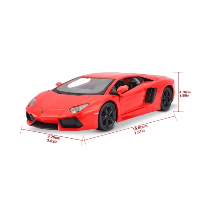 Lamborghini Aventador Coupé fém model 1:24 - narancssárga-piros