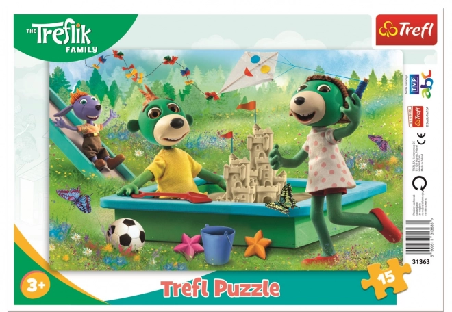 Treflik család reggeli szórakozása keretes puzzle