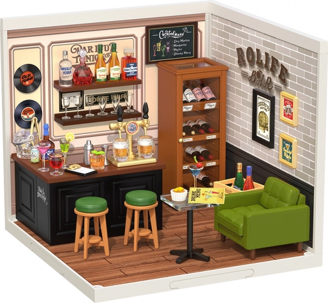 miniatűr házikó rolife kocsma cheers – diy készlet led világítással