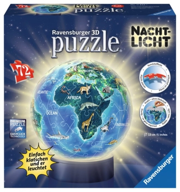 Ravensburger 3D világító puzzle gömb éjszakai földgömb 72 darab