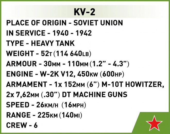 Történelmi kollekció WWII KV-2 tank építőkocka