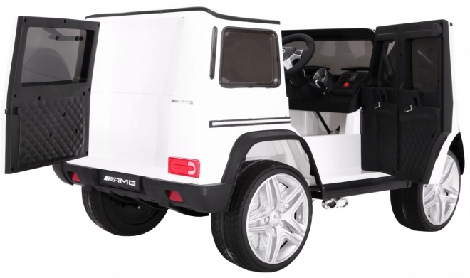 Autóakkumulátor Mercedes AMG G65 gyermekek számára Fehér + Lakkozott + Csomagtér + Fények Hangok