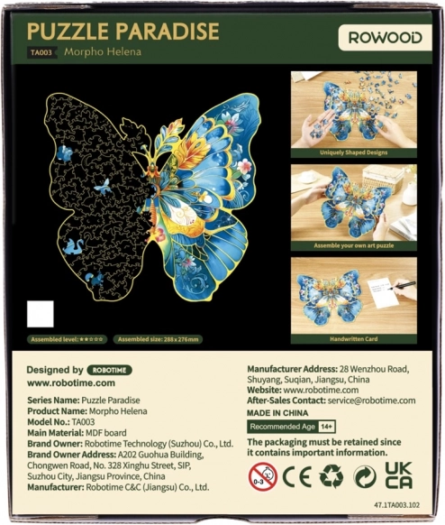 Fa puzzle Morpho Helena pillangó