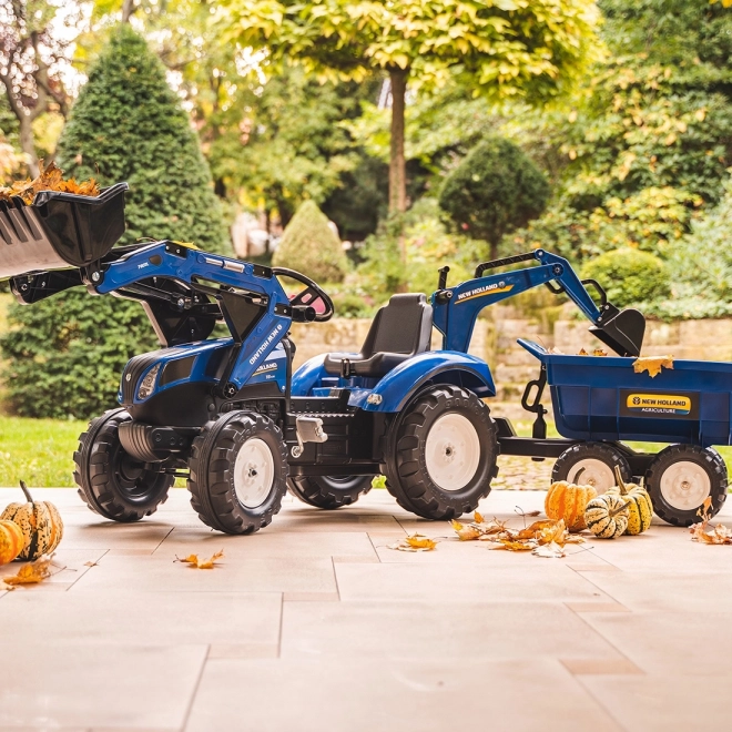 Traktor New Holland pótkocsival, kék, 3 éves kortól gyerekeknek