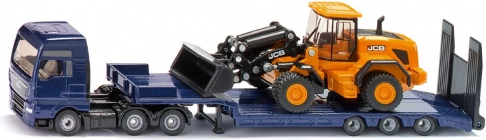 Siku MAN teherautó mélyágyas pótkocsival és JCB homlokrakodóval 1:87
