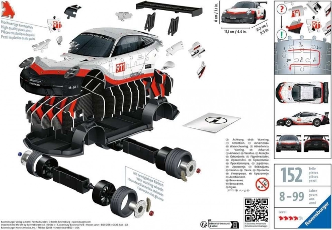 3d puzzle autók porsche 911 gt3 cup