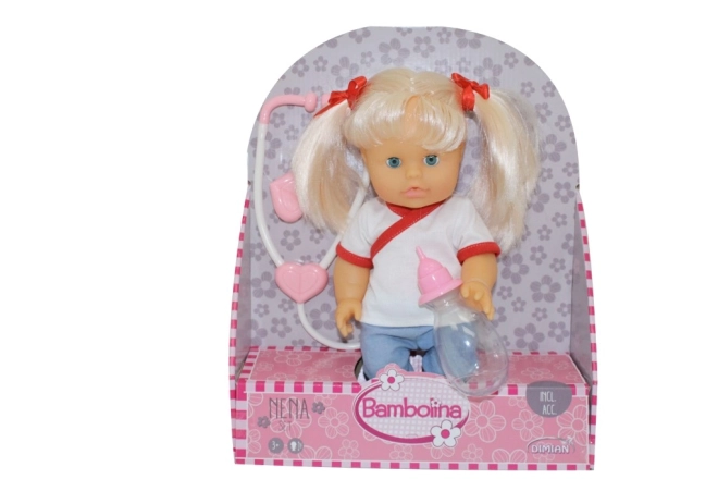 Nena orvos baba 36 cm sztetoszkóppal és cumisüveggel