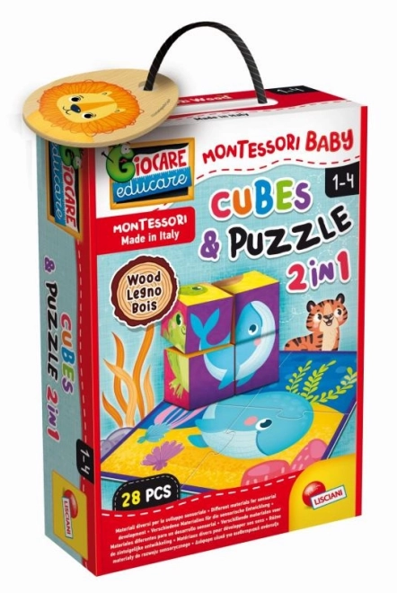 Montessori fa kockák és puzzle