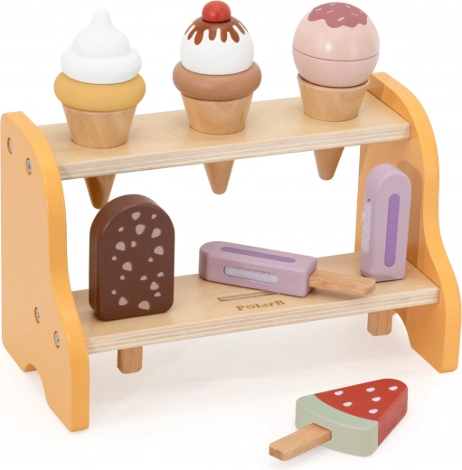 Kétszintes fa állvány az áttekinthető kiállításhoz