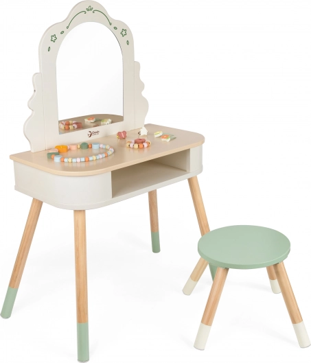 Fa toalettasztal Kerek Tükörrel és Kiegészítőkkel Pastel Classic World