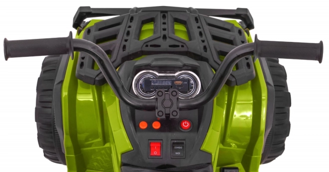 Gyermek akkumulátoros négykerekű zöld + EVA kerekek + MP3 rádió + LED + lassú start