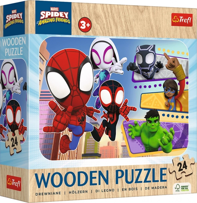 Spidey és csodálatos barátai fából készült puzzle 24 darabos