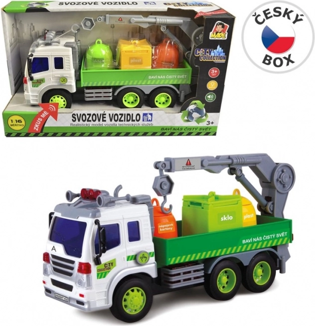 Auto kukás City Collection szelektív hulladékgyűjtő konténerekkel