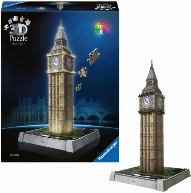 Iconics: Big Ben éjszakai kiadás – megvilágított 3D modell LED-del