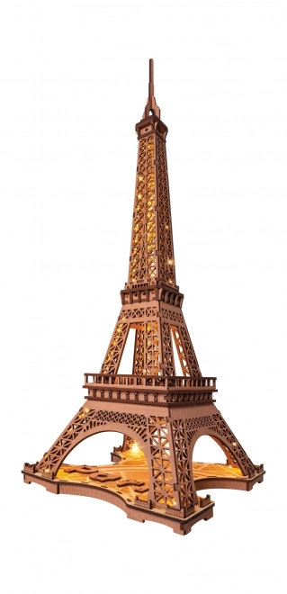 Éjszakai Eiffel-torony fénylő 3D fa puzzle