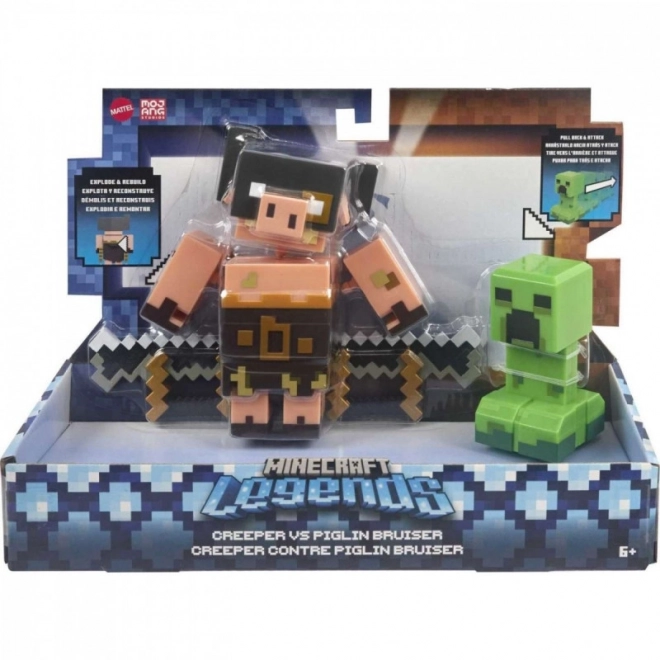 Minecraft Legends figurák: Creeper és Piglin összecsapása