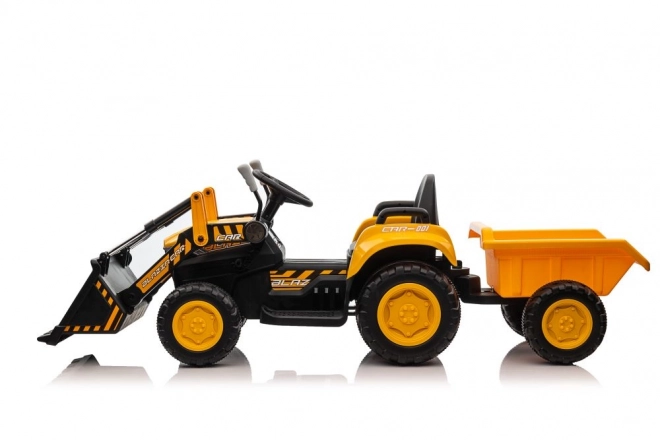 Akkumulátoros traktor kanállal sárga