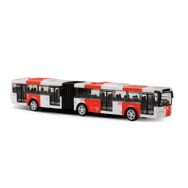 Kovový csuklós busz PID Prága piros