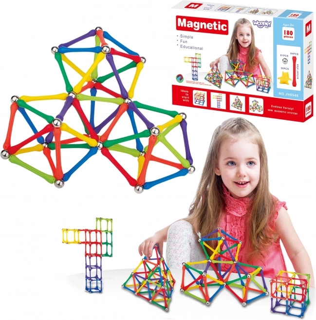 Mágneses építőelemek Woopie Kreatív puzzle 180 db