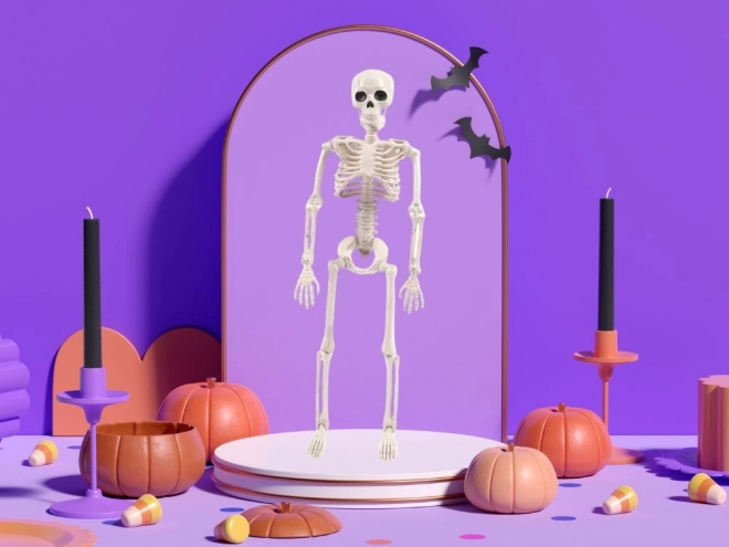 Függő műanyag csontváz 40 cm halloweeni dekoráció