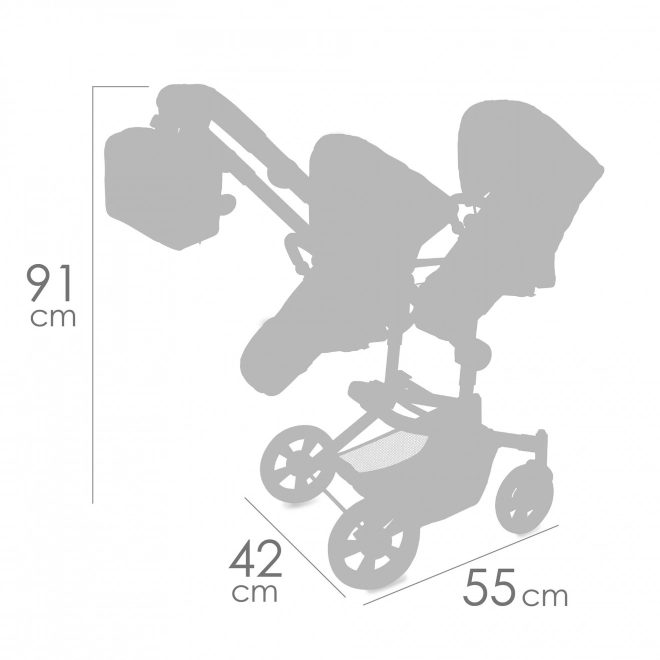 Összecsukható babakocsi ikreknek táskával CITY X - 91 cm