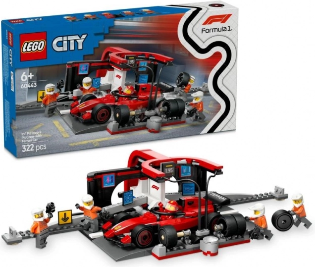 LEGO® City 60443 F1® bokszkiállás és személyzet Ferrari autóval