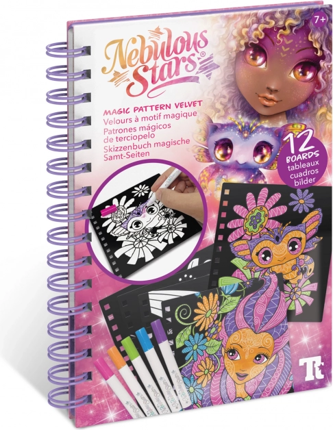 Nebulous Stars varázslatos színezők – 12 bársonylap és 5 filctoll