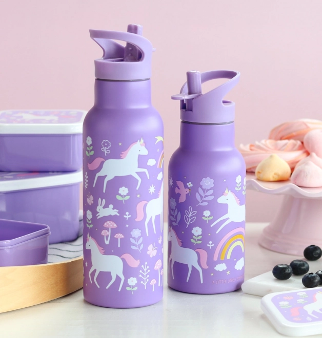 A Little Lovely Company Rozsdamentes acél ivópalack 500 ml – Egyszarvúak és szivárványok