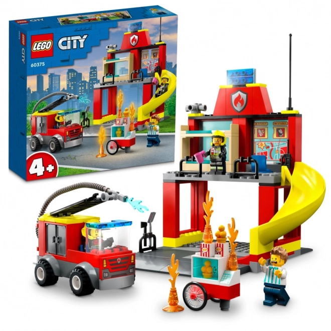 Tűzoltóállomás és tűzoltóautó LEGO City készlet