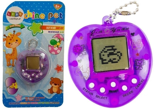 Elektronikus Tamagotchi játék rövid lánccal lila