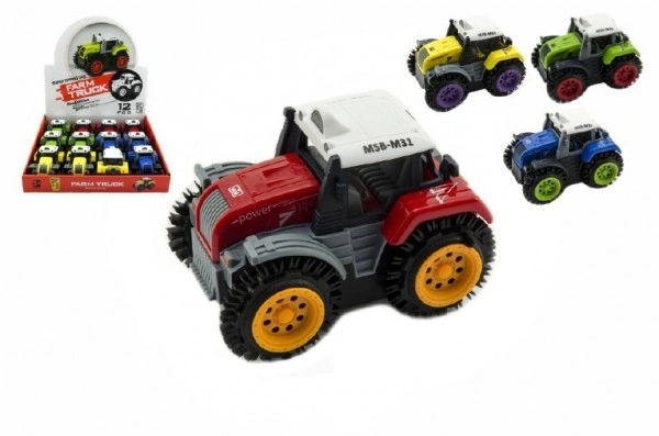Traktor forgatható műanyag 10cm több színben elemmel
