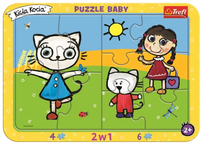 Kicia Kocia boldog cica baba puzzle 2 az 1-ben, 10 darabos