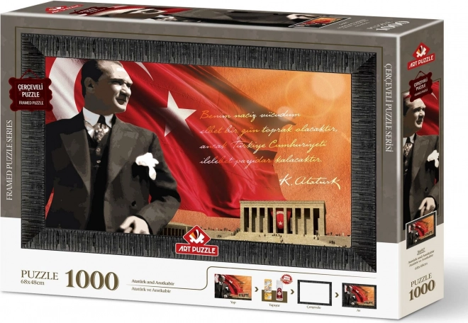 Art Puzzle 3 az 1-ben Atatürk és Anitkabir 1000 darabos puzzle kerettel és ragasztóval