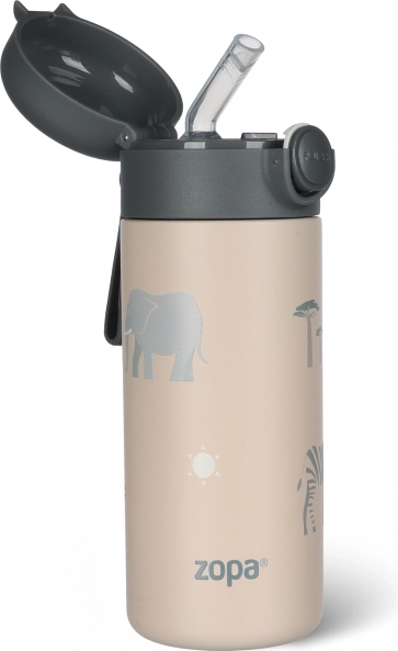 350 ml-es termosz szívószállal és szilikon fogantyúval, Szafari