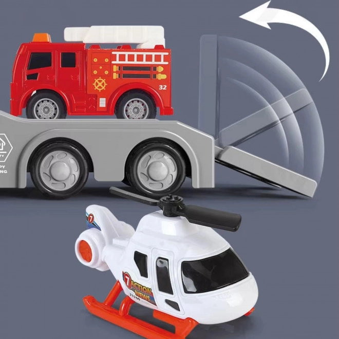 Vörös Tűzoltó Kisteherautó CITY TRUCK Hang- és Fényeffektusokkal
