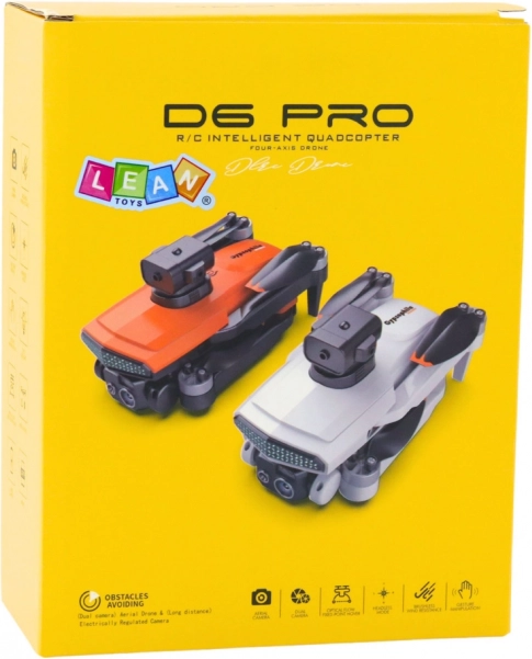 Dron D6 Pro kettős HD kamerával és LED világítással, narancssárga