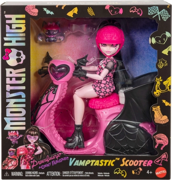 Monster High Draculaura vámpírrobogóval és denevérrel