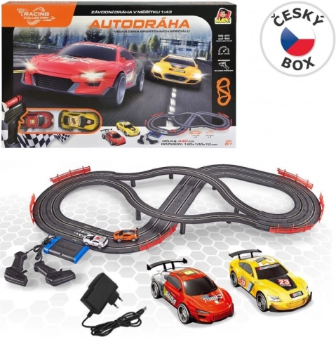 versenypálya Racing Collection 2 autóval és vezérlőkkel, 440 cm pályahossz