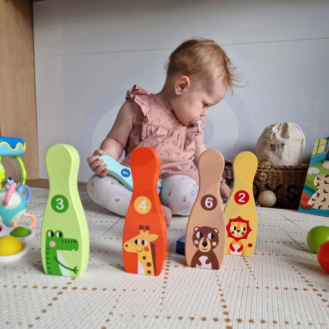 Tooky Toy állatos fa tekék gyerekeknek