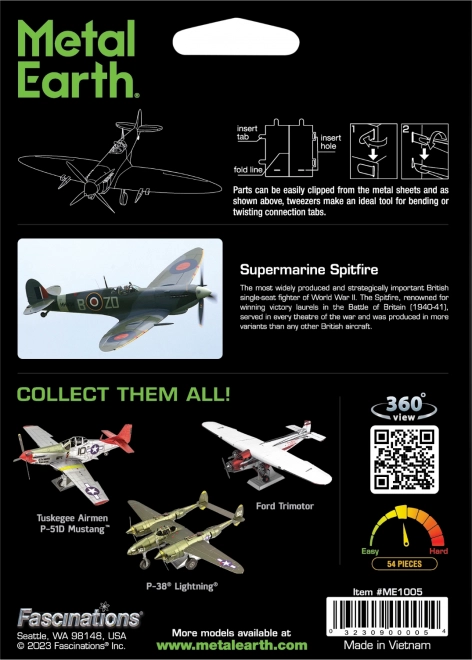 Metal Earth 3D puzzle repülő Supermarine Spitfire