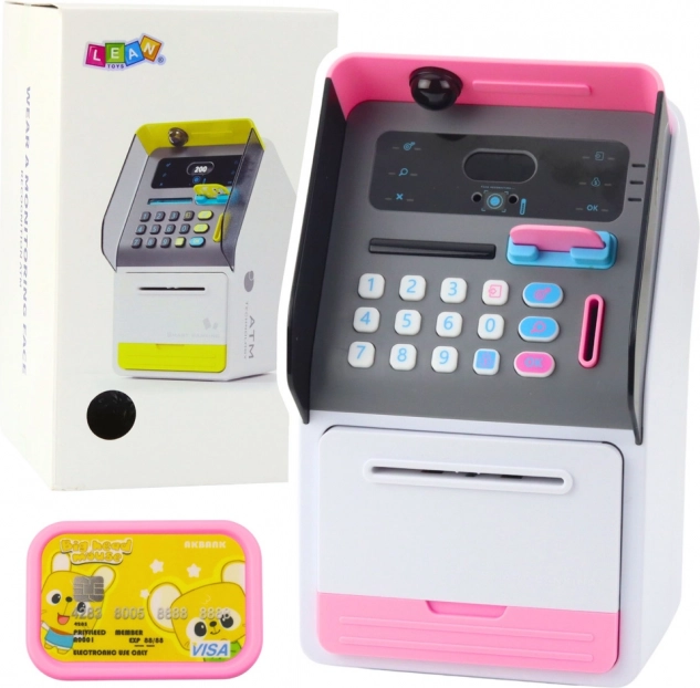 Rózsaszín gyerek bankautomata széf PIN kóddal
